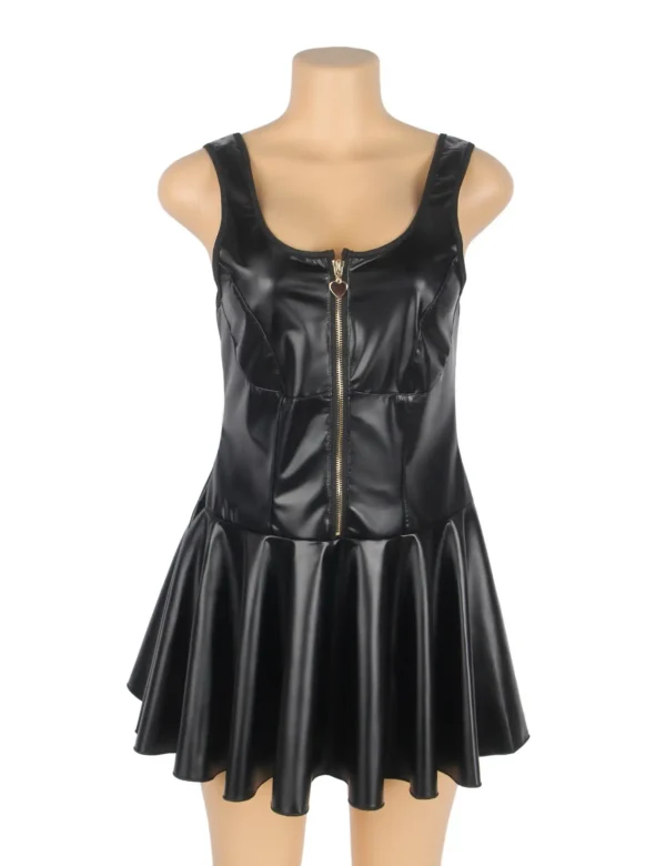 Robe noire effet cuir mat zippée (5) Robe noire effet cuir mat zippée