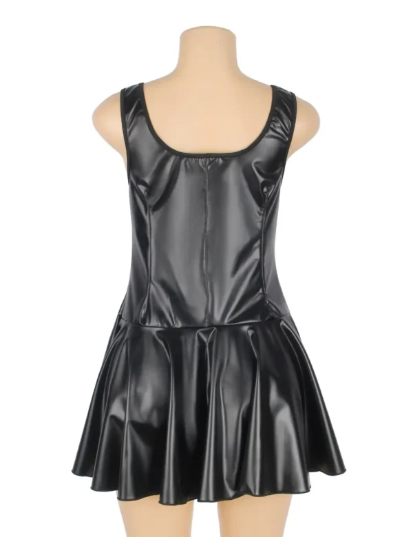 Robe noire effet cuir mat zippée (6) Robe noire effet cuir mat zippée