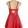 Robe rouge effet cuir coupe évasée (2) Robe rouge effet cuir coupe évasée