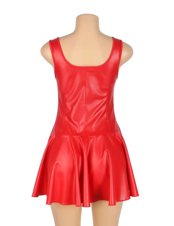 Robe rouge effet cuir mat zippée (2) Robe rouge effet cuir mat zippée