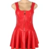 Robe rouge effet cuir mat zippée (3) Robe rouge effet cuir mat zippée