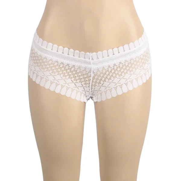 Shorty transparent en dentelle géométrique blanc (3) Shorty transparent en dentelle géométrique