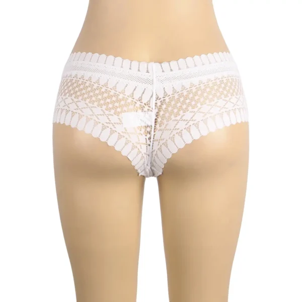 Shorty transparent en dentelle géométrique blanc (4) Shorty transparent en dentelle géométrique