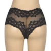 Shorty transparent en résille et broderies noir (4) Shorty transparent en résille et broderies