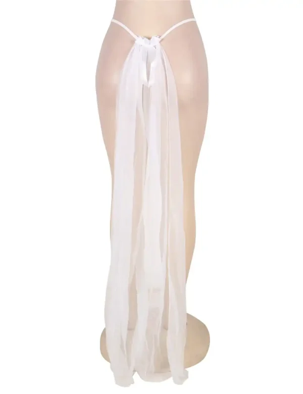 String blanc mariée avec voile transparent (3) String blanc mariée avec voile transparent