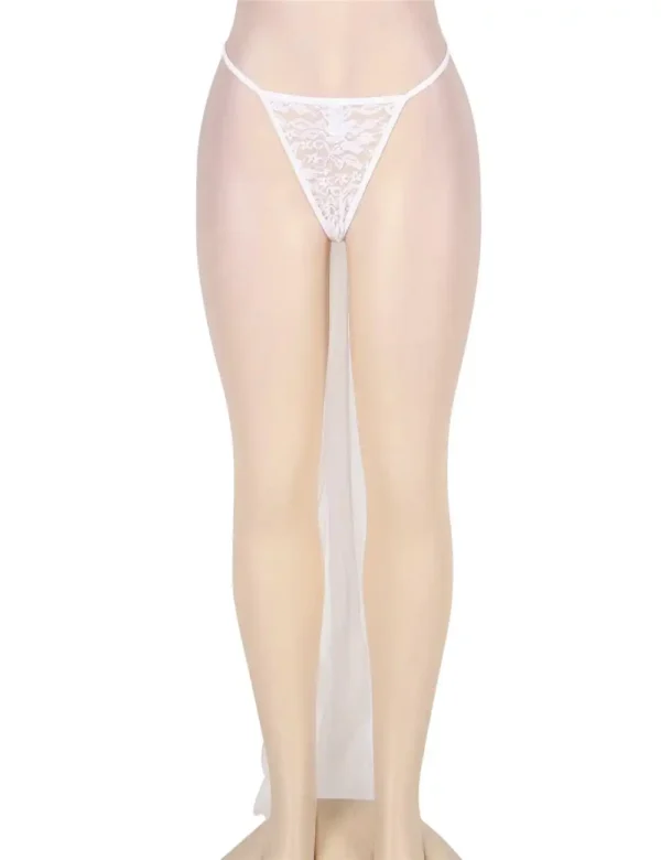 String blanc mariée avec voile transparent (4) String blanc mariée avec voile transparent