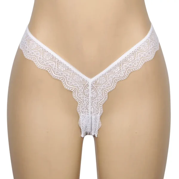 String brésilien en dentelle blanc (3) String brésilien en dentelle