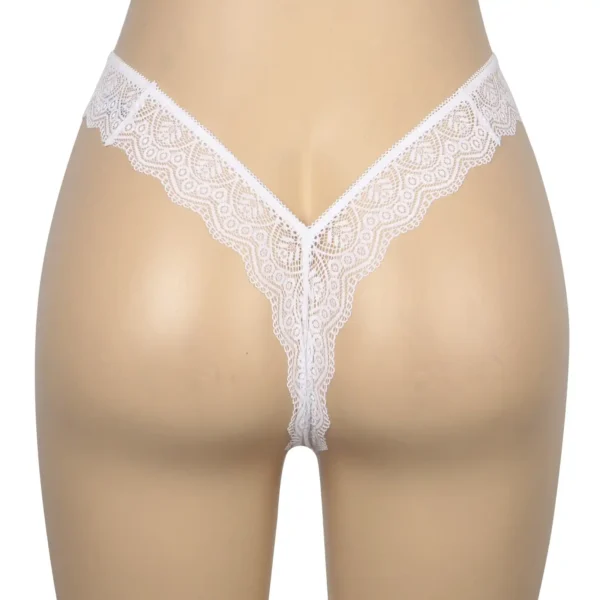 String brésilien en dentelle blanc (4) String brésilien en dentelle