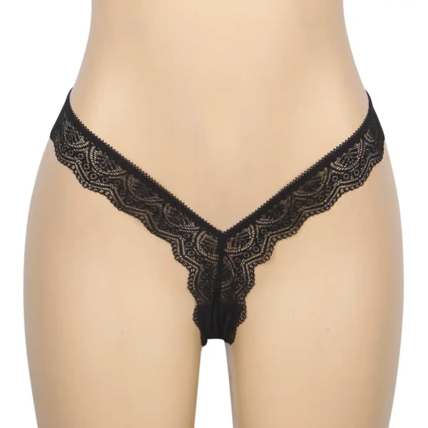 String brésilien en dentelle noir (2) String brésilien en dentelle