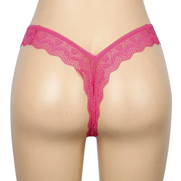 String brésilien en dentelle rose (3) String brésilien en dentelle