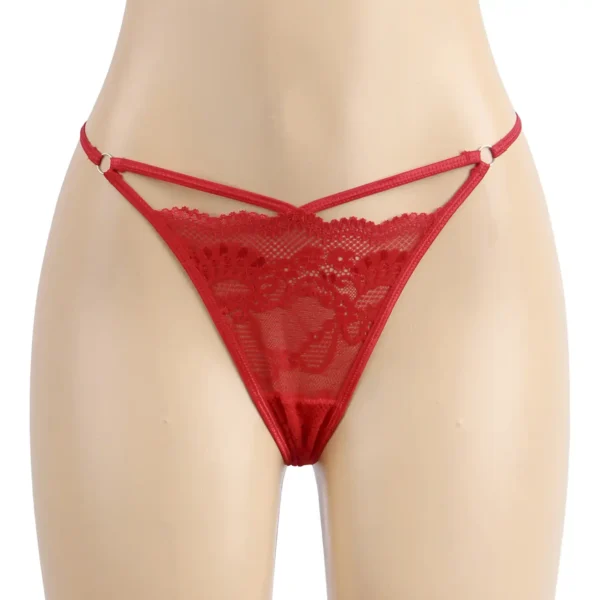 String dentelle à doubles lanières rouge (1) String dentelle à doubles lanières