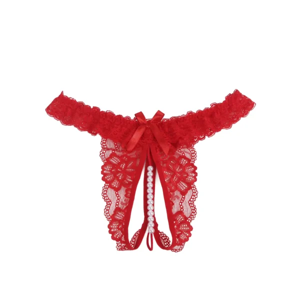 String fendu en dentelle à bijoux perles rouge (4) String fendu en dentelle à bijoux perles