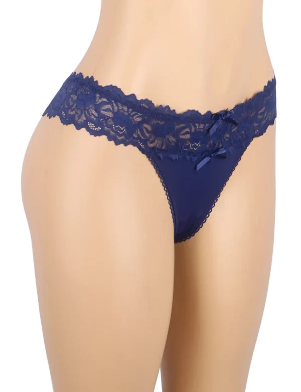 String sexy en dentelle nœuds et lacets bleu (2) String sexy en dentelle nœuds et lacets