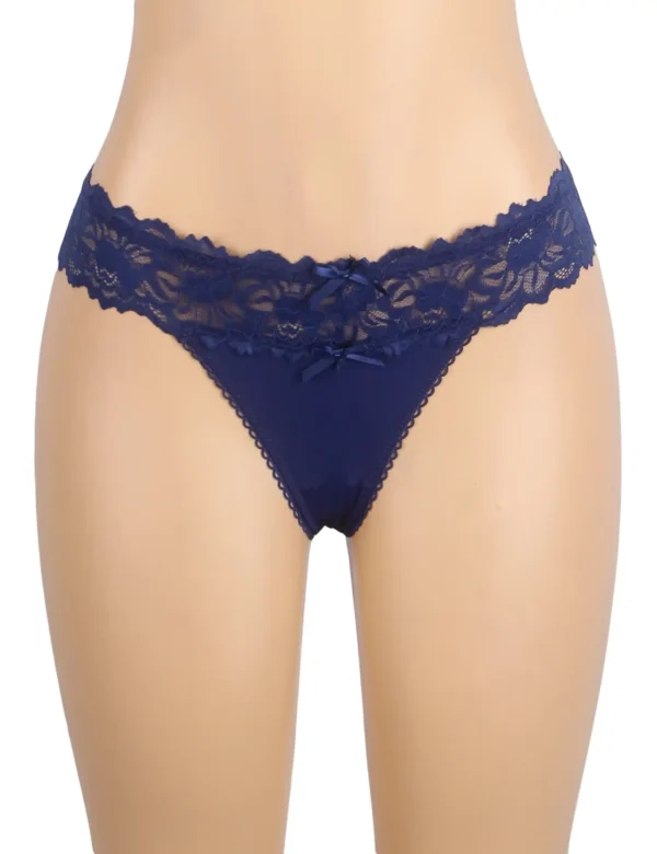 String sexy en dentelle nœuds et lacets bleu (3) String sexy en dentelle nœuds et lacets