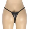 String simili-cuir noir brillant (3) String simili-cuir noir brillant