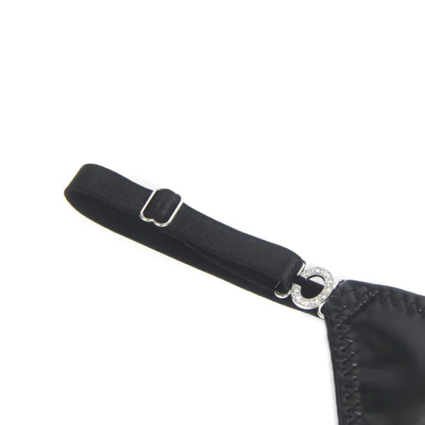 String simili-cuir noir brillant (4) String simili-cuir noir brillant