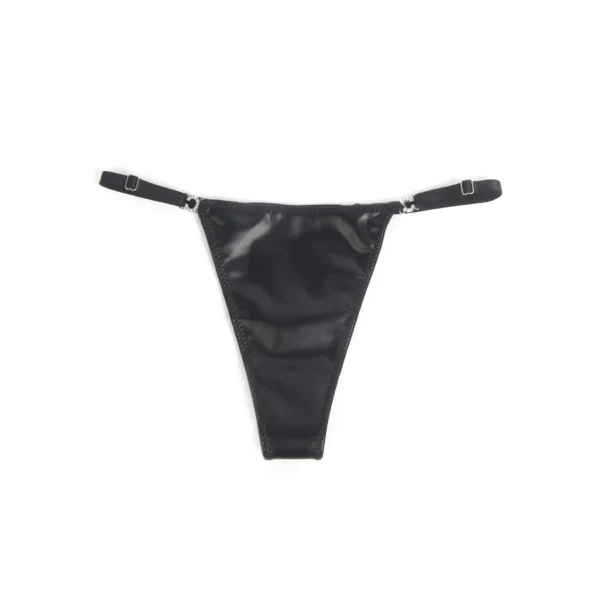String simili-cuir noir brillant (5) String simili-cuir noir brillant