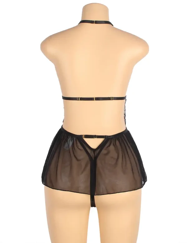 body noir transparent décolleté ouvert et dos nu (2) Body noir transparent décolleté ouvert et dos nu
