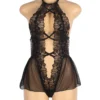 body noir transparent décolleté ouvert et dos nu (3) Body noir transparent décolleté ouvert et dos nu
