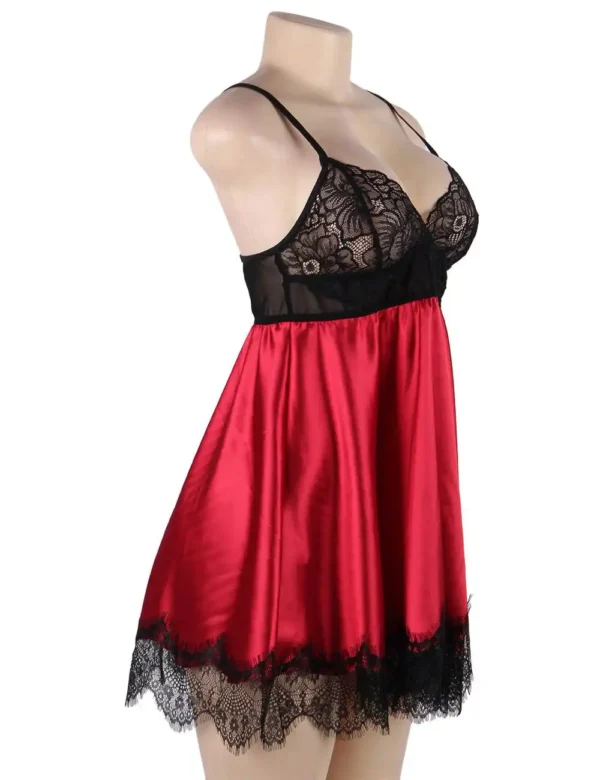 nuisette large en satin rouge rubis (3) Nuisette large en satin rouge Rubis