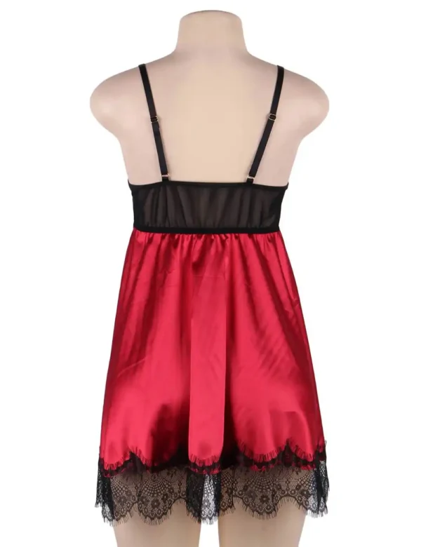 nuisette large en satin rouge rubis (5) Nuisette large en satin rouge Rubis