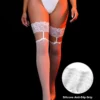 Bas blancs sexy à jarretières dentelle et nœuds (1) Bas sexy à jarretières dentelle et nœuds