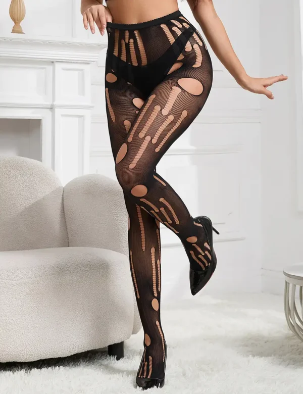 Collant noir sexy effet déchiré (3) Collant sexy effet déchiré