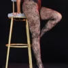 Collants résille noirs à fleurs (1) Collants résille à fleurs