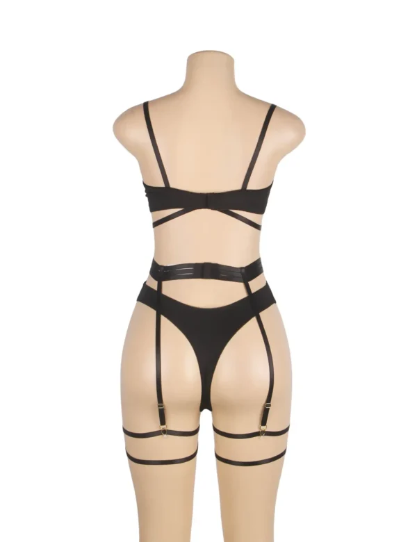 Ensemble 3 pièces sexy avec harnais et porte-jarretelles (4) Ensemble 3 pièces sexy avec harnais et porte-jarretelles