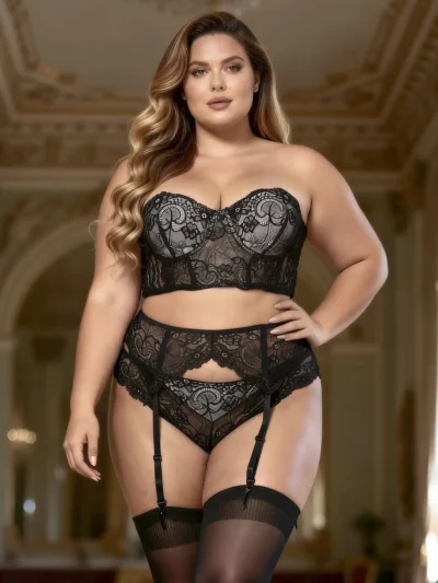 Ensemble bustier sans bretelles gris argenté et porte-jarretelles
