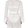 Ensemble lingerie blanc 3 pièces avec déshabillé transparent (3) Ensemble lingerie blanc 3 pièces avec déshabillé transparent