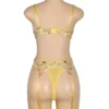 Ensemble lingerie jaune à fleurs avec porte-jarretelles (3) Ensemble lingerie jaune à fleurs avec porte-jarretelles