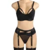 Ensemble lingerie noir à découpes et porte-jarretelles (3) Ensemble lingerie noir à découpes et porte-jarretelles