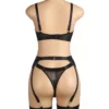 Ensemble lingerie noir à découpes et porte-jarretelles (4) Ensemble lingerie noir à découpes et porte-jarretelles