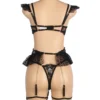Ensemble lingerie noir à volants et chaînes dorées (2) Ensemble lingerie noir à volants et chaînes dorées