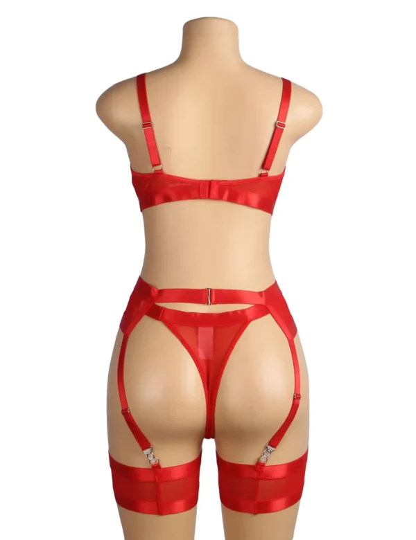 Ensemble lingerie rouge à porte-jarretelles et jarretières (6) Ensemble lingerie rouge à porte-jarretelles et jarretières