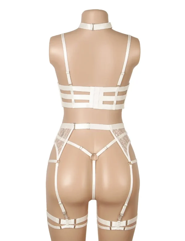 Ensemble lingerie sexy blanc porte-jarretelles et jarretières (3) Ensemble lingerie sexy blanc porte-jarretelles et jarretières