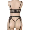 Ensemble lingerie sexy noir à lanière et porte-jarretelles (2) Ensemble lingerie sexy noir à lanière et porte-jarretelles