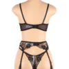 Ensemble lingerie transparent en dentelle noire avec porte-jarretelles (4) Ensemble lingerie transparent en dentelle noire avec porte-jarretelles
