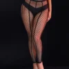 Legging sexy noir en résille à bandes verticales (1) Legging sexy noir en résille à bandes verticales