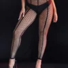Legging sexy noir en résille à bandes verticales (2) Legging sexy noir en résille à bandes verticales